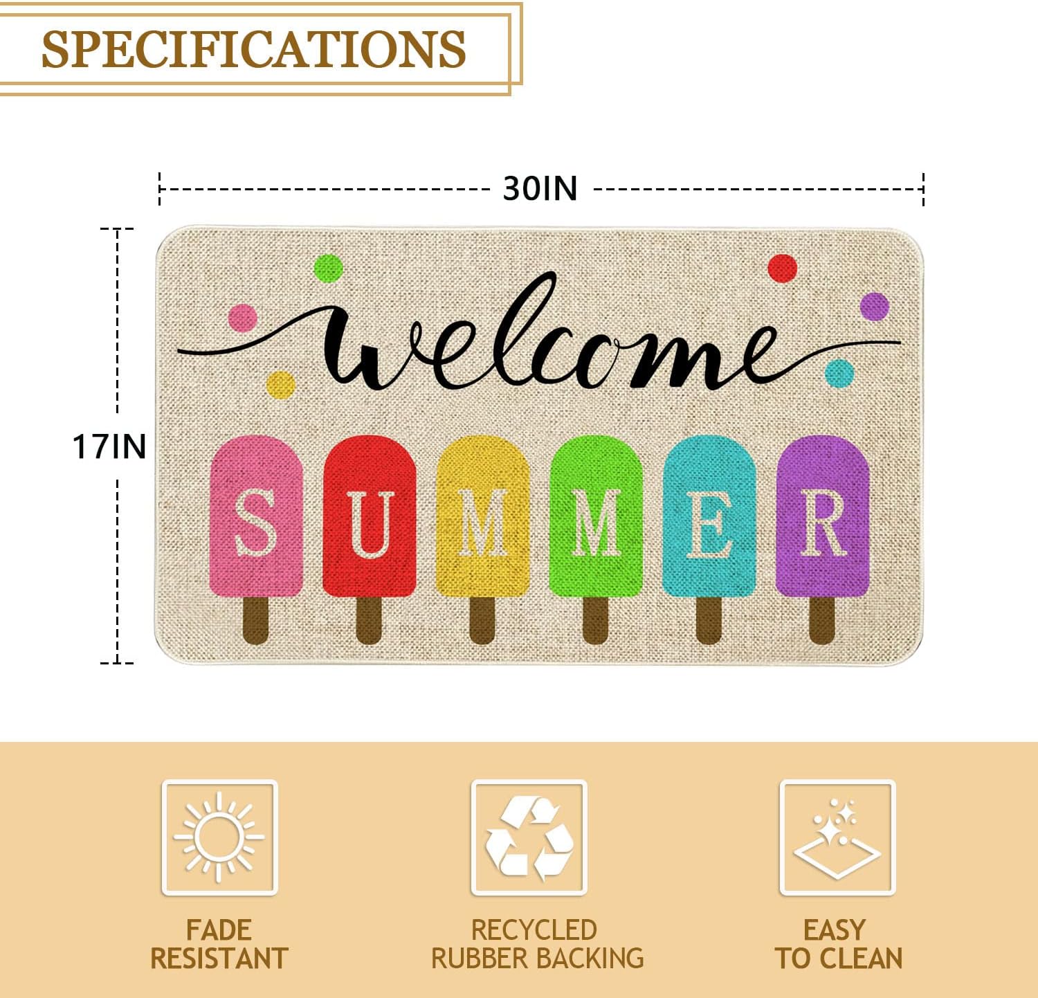 Summer Door Mat 30 X 17 Inch Welcome Summer Doormat Indoor Outdoor Entrance Floor Mat Non Slip Summer Decor Rubber Welcome Mats