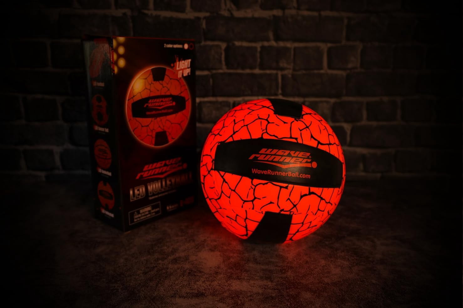 Wave Runner LED Light-Up Volleyball - Glow in The Dark, 10.35 in, Waterproof, Pump & Batteries Included, Great for Teens, Adults & Night Beach Games