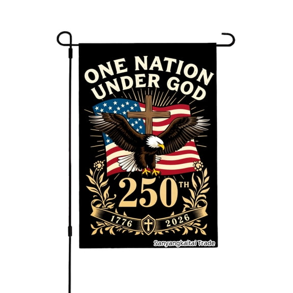 Joocar One Nation Under God 250th Anniversary American Eagle Cross Flag For Spring Summer Home Outdoor Garden Yard Door Decor 12x18 Inch