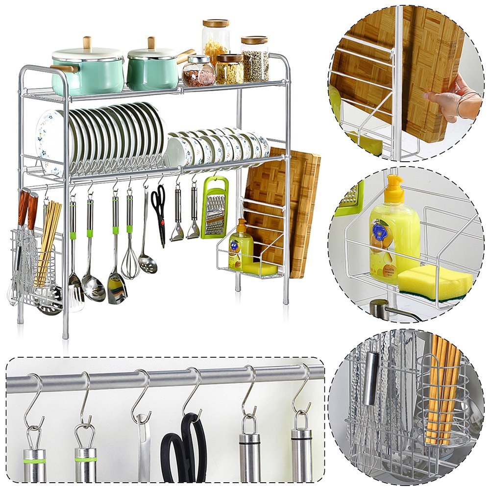 Stainless Steel Over Sink Dish Drying Rack Drainer Kitchen ...