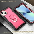 thumbnail image 6 of Dteck Case for iPhone 14 Plus 6.7-inch,Shockproof Rugged Rubber Armor 3-Layer Protection iPhone Case Hybrid Hard PC Back with Ring Holder Kickstand Cover,Black + Rose, 6 of 7