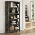 thumbnail image 2 of Pemberly Row Tall 5 Shelf Bookcase in Dark Gray Hickory - Engineered Wood, 2 of 9