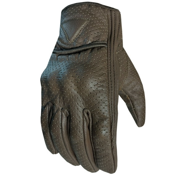 Men's Motorcycle Gloves Premium Leather Perforated Protective Armor Knuckle for Cruiser Street Powersports Moto Racing Riding Driving ATV Dirt Bike Gel Padded Biker Glove Brown XL