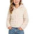 thumbnail image 2 of JZEJING Padded Jackets for Girls Solid Color Long Sleeve Puffer Coat Winter Zip up Hooded Thermal Quilted Outerwear with Pocket Girls Clothes Size 6, 2 of 9