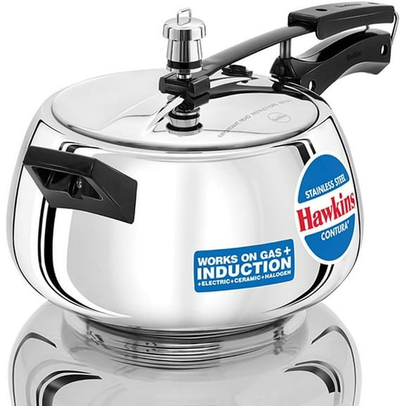 Hawkins Stainless Steel Contura Induction Compatible Pressure Cooker, 5 Liter