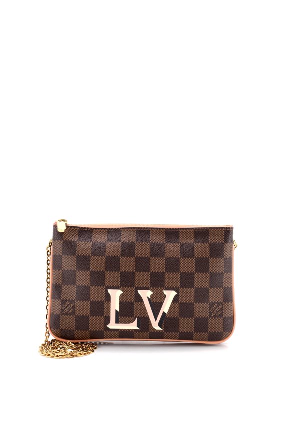 Pre-Owned Double Zip Pochette Damier By Rebag