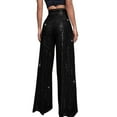thumbnail image 4 of JIKNTTR Womens Sequins Pants Women's Elastic High Waisted Wide Leg Trousers Party Clubwear Loose Fashion Glitter Shiny Pants Athletic Casual Slacks, 4 of 6