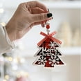 thumbnail image 6 of Christmas Buffalo Plaid Ornaments, Wooden Christmas Tree Decor, Letter Tags with Bead & Bow & Bell for Christmas Decor (D), 6 of 6