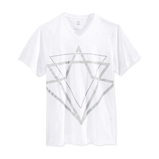 INC - Camiseta con gráfico de espejo para hombre, color blanco, grande