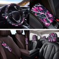 thumbnail image 4 of Jeiento Camo Hunting Car Seat Cover Set of 14 Steering Wheel Cover Seat Belt Pad Car Headrest Cover Coaster Armrest Cover Keychain for Truck Sedan SUV Van Pink Automotive Accessories, 4 of 7