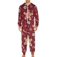 thumbnail image 2 of Christmas Gingerbread Skeleton with Candy Cane Adult's Hoodie Onesie Jumpsuit One-Piece Pajamas with Zipper Unisex for Holiday M, 2 of 7