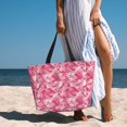 thumbnail image 5 of Large Beach Bags Water-resistant Sandproof - Pink Camouflage Cute Beach Tote Bags for Women with Zipper, 5 of 6