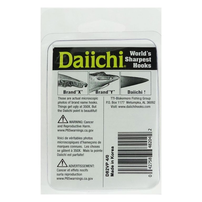 Daiichi Black Nickel Walleye Octopus Hooks, Size 4, 12 ct