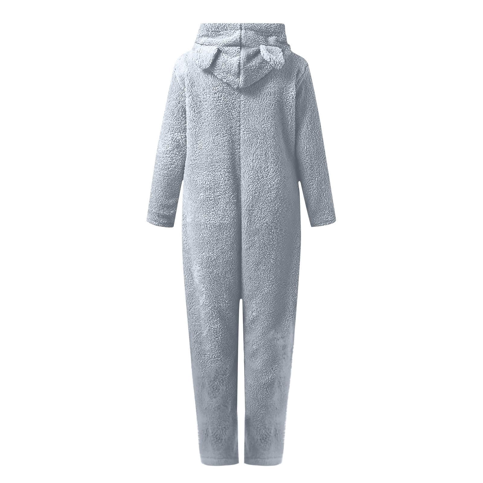 FUZHIQ Boys Girls Fleece Jumpsuits Onesie One Piece Zip Up Hooded Super Soft Fuzzy Hooded Rompers Warm Winter Jumpsuit for 7-8 Years