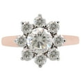 thumbnail image 2 of 1 1/2 ct. t.w Center 6MM Round Cut Lab Created Moissanite Diamond Halo Flower Engagement Ring For Women In 10K Solid Rose Gold (G-H Color, VVS1 Clarity, 1.50 Cttw)-9, 2 of 7