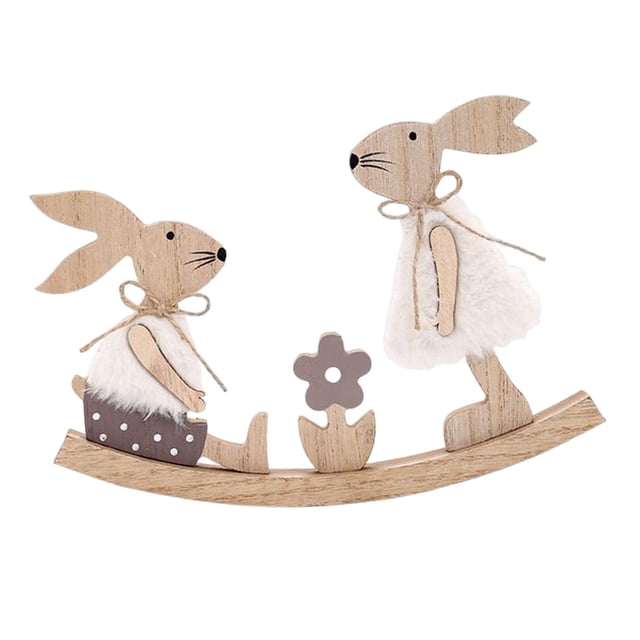 Decoración de madera para Pascua, centro de mesa festivo, decoración para interiores y exteriores. 21 cm x 155 cm