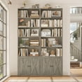 thumbnail image 3 of Hiphuta 81.5" Tall Bookcase with Doors, 5-Tier Bookshelves with Storage, 23.6"W Display Shelf with 2 Doors for Home Office, Living Room, Ash Gray, 3 of 7