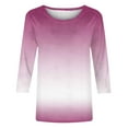 thumbnail image 5 of Htigea Women's Casual 3/4 Sleeve T-Shirts Round Neck Cute Tunic Tops Basic Tees Blouses Business Work Tee Top Sale Hot Pink,XXXXL, 5 of 5