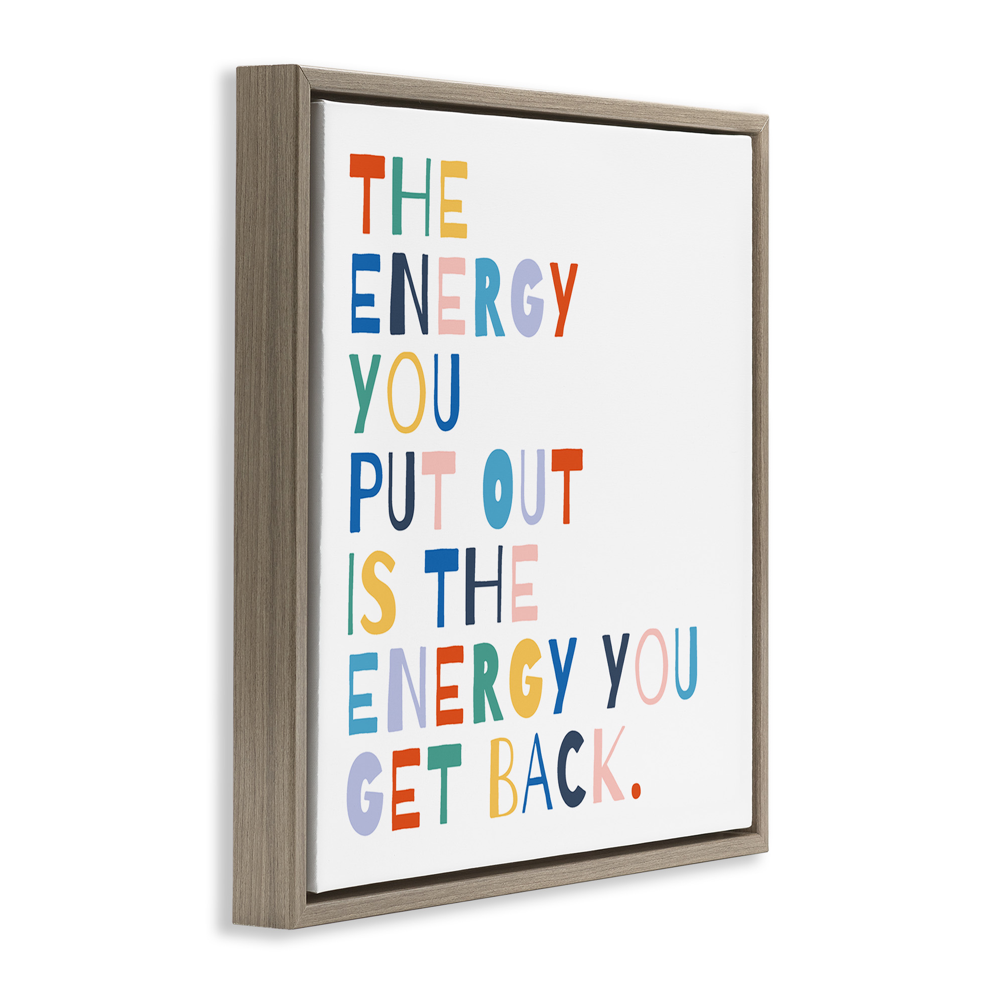 Stupell Industries Motivational Rainbow Phrase Inspirational Painting Brown Floater Framed Canvas Art Print Wall Art, 25 x 25