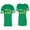 Men Green / Women Green, variant on The King His Queen Unisex Couple Matching Cotton Jersey style T-Shirt Contrasting stripes on sleeves (Men Green / Women Heather) (Men S / Women XL)
