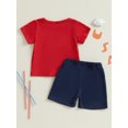 thumbnail image 6 of BemeyourBBs Toddler Baby Boy Girl 4th of July Outfit Patriot Fourth of July Summer Independence Day Clothes American Flag Embroidery Short Sleeve T-Shirts with Shorts 2 Pcs Set, 6 of 9