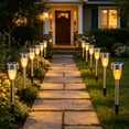 thumbnail image 2 of Rirool Solar Pathway Lights Outdoor Waterproof 12 Pack, Solar Powered Garden Stake Lights for Patio Walkway Driveway Yard Lawn Landscape Decor, Warm White, 2 of 8