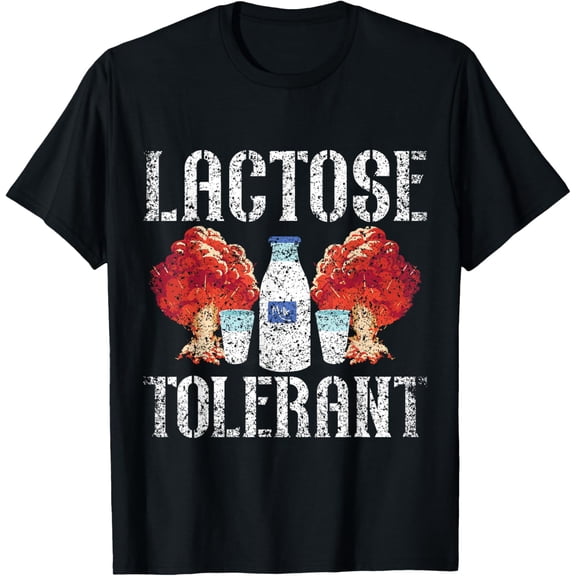Lactose Tolerant Milk Humor Intolerant Lactose Tolerant T-ShirtMen and women, Black T-shirt, size: Extra large