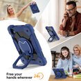 thumbnail image 6 of Dteck with Pencil Holder Case for mini A17 Pro 2024,iPad mini 6th Generation 8.3 inch Heavy Duty Silicone Case 360 Degree Rotating Handle Stand Cover with Shoulder Strap,Navy+Black, 6 of 9
