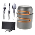 thumbnail image 1 of Almencla Camping Cookware Mess Kit with Cutlery Lightweight for Hiking Folding Handle Orange Handle, 1 of 8