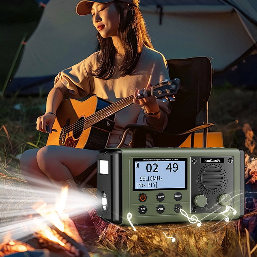 HUISZJ Portable Emergency Radio, 10000mAh Hand Crank Charging Radio with Speaker, Alarm Headphone Jack Battery Operated Radio or Outdoor Travel Camping