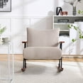 thumbnail image 2 of Metal Frame Rocking Chair with Seat Cushion, Modern Accent Chair with Wooden Arm, Armchair for Living Room/Patio/Bedroom/Outdoor, Beige, 2 of 9