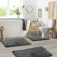 thumbnail image 2 of Clara Clark Set of 3 Absorbent Bath Mat Non-Slip Backing Rubber Bathroom Rugs, 17x24, 20x32, 32x48 Gray, 2 of 7