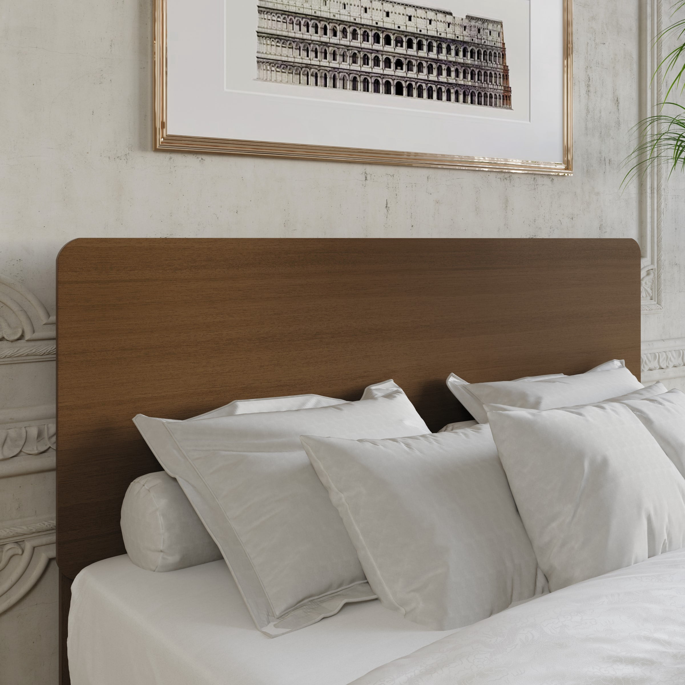 Home Design Keokuk Queen Headboard with Minimalist Design & Easy Installation, Brown, Easy Assembly