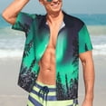 thumbnail image 7 of Fuzoiu Northern Lights 2 Print Hawaiian Shirt for Men, Summer Beach Casual Short Sleeve Button Down Shirts, Men’s Beach Summer Shirts with Pocket,X-Large, 7 of 7