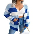 thumbnail image 2 of Cardigan en Tricot pour Femmes Manches Longues Ouvert devant Veste Rayée Automne Pull, 2 of 7