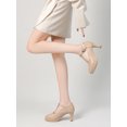 thumbnail image 4 of DADAWEN Womens Pumps Round Toe T-Strap Mid Heels Bridal Wedding Party Dress Shoes Nude 5.5 US, 4 of 5