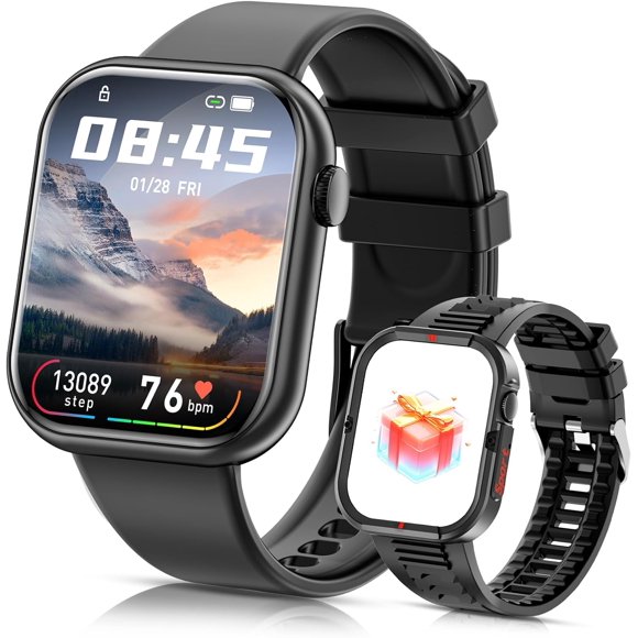 shiyou-Smart Watch for Men Women(Complimentary Protector Case/Sporty Band) Call and Notifications 1.85" Fitness Tracker Multi Sport Modes Record StepsSmartwatch for iOS/Android Phone