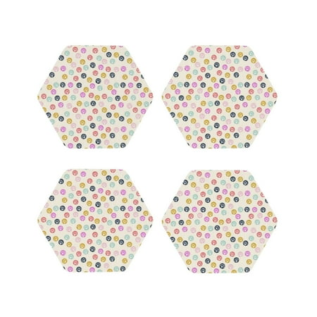 

Fuzoiu Dandelion Floral Print Leather Coasters Set Drink Coasters Set of 4 for Tabletop Protection Durable PVC Coasters Home Décor and Housewarming Gift-Hexagon