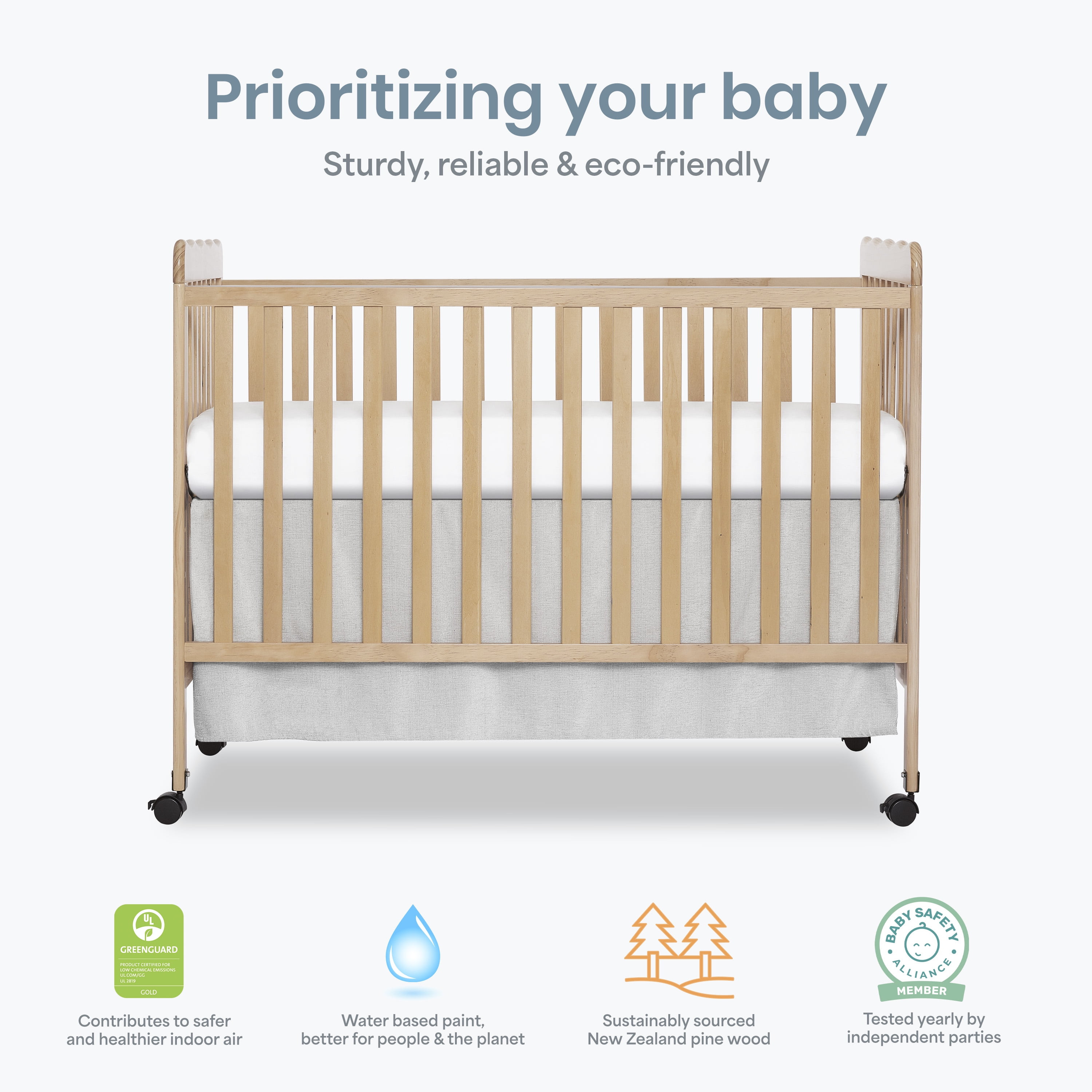 Dream On Me Carson Classic 3-in-1 Convertible Crib in Beechwood Natural, Greenguard Gold Certified