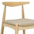 thumbnail image 2 of Set of 2, Rubberwood Dining Chairs with Faux Leather, Ergonomic Backrest & Faux Leather Upholstery, Light Grey+Natural, 2 of 11