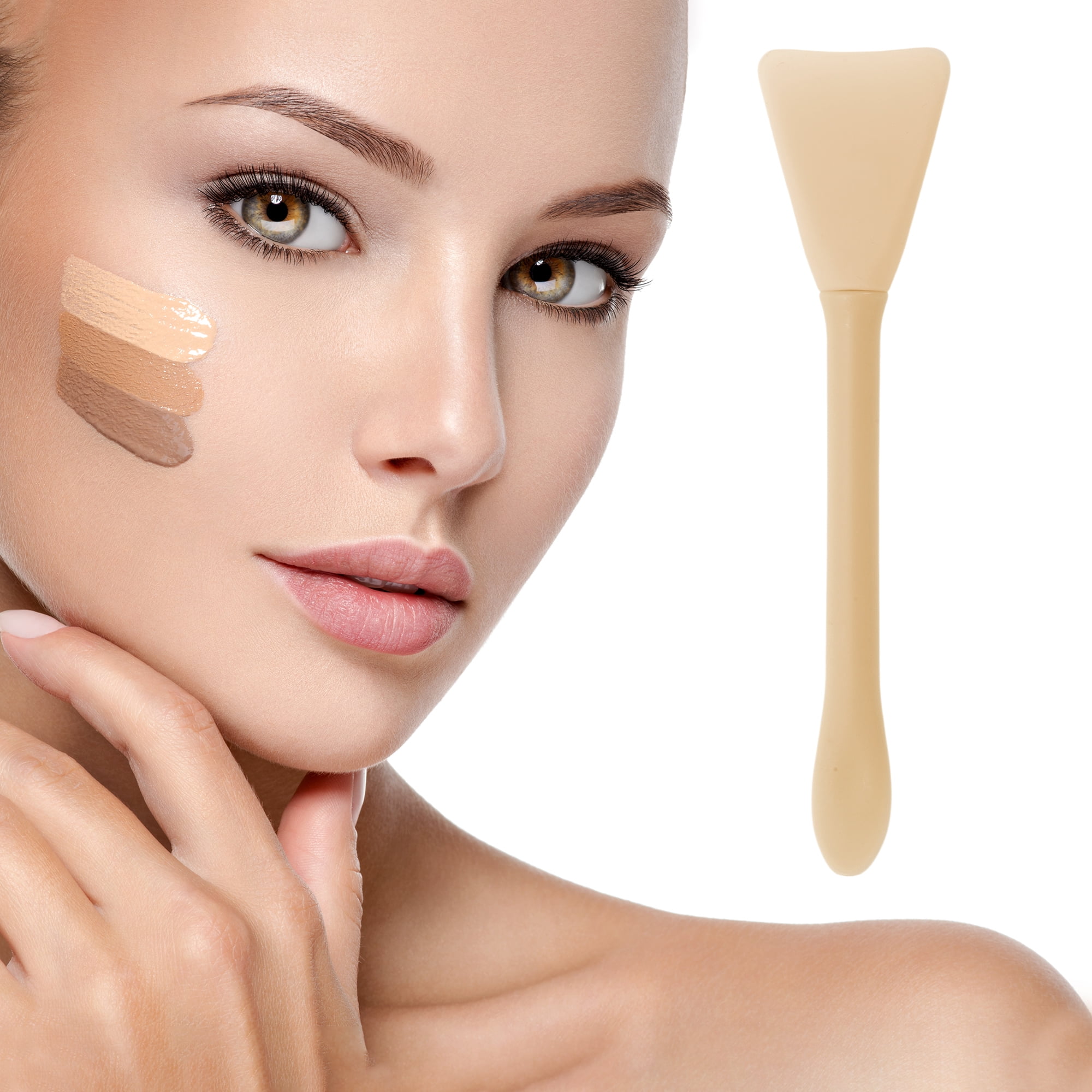 Unique Bargains Multifunctional Facial Mask Brush Set with 2 Pcs Flesh