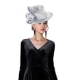 thumbnail image 7 of Jiibva Satin Cloth Church Hat Women Wide Brim Hat Elegant Wedding Photography Hat Female Banquet Fancy Fascinator Formal Hat, 7 of 7