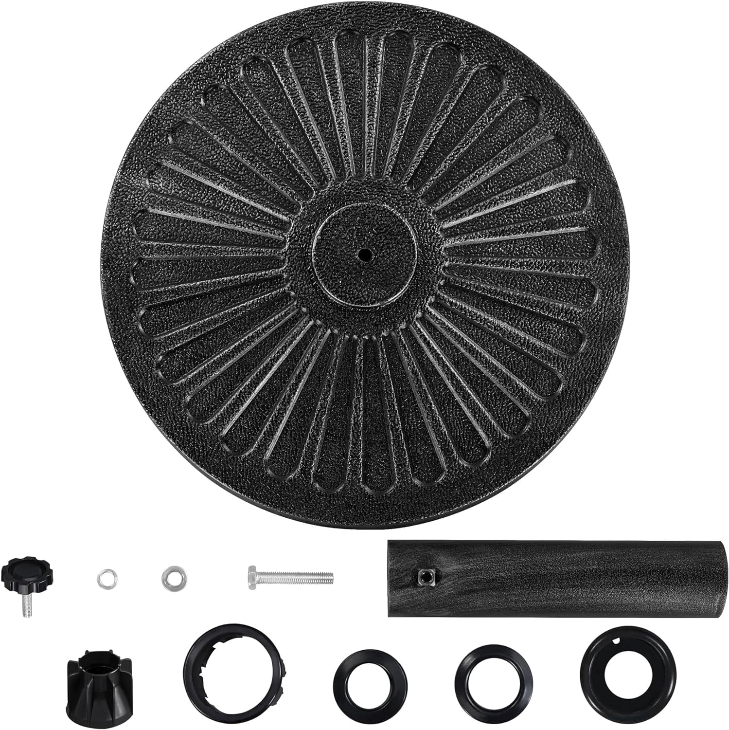 JFTER 18'' 30lbs Umbrella Base Outdoor Living Round Antiqued Umbrella Stand Heavy Duty Market Patio Umbrella Base for Garden & Yard?Black