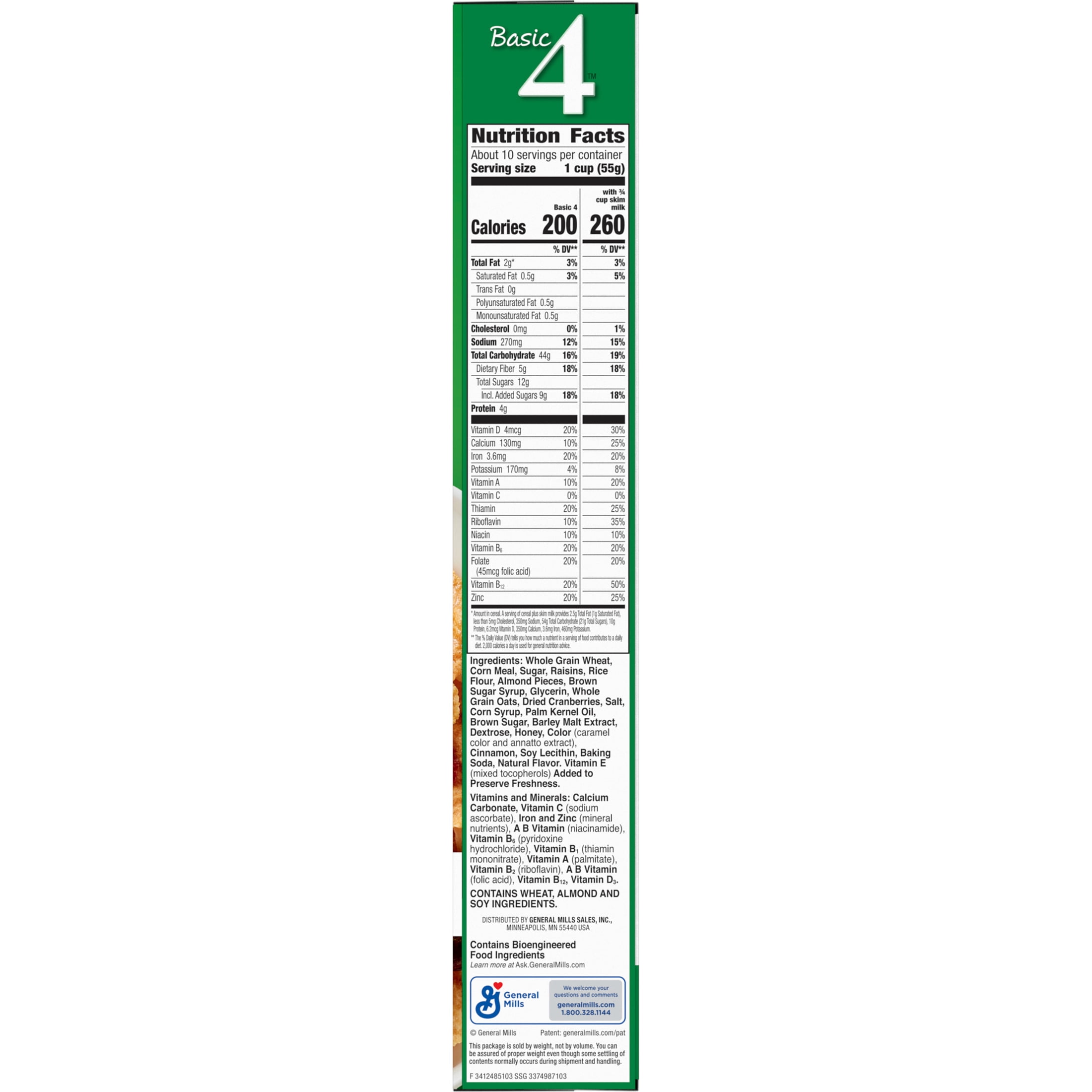Basic 4 Heart Healthy Cereal, Fruit and Nut Fiber Cereal with Whole Grain, 19.8 oz