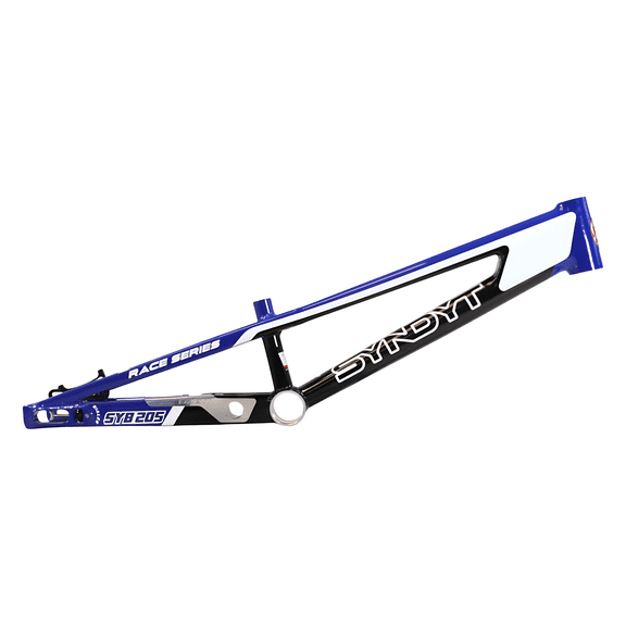 Syndyt 205 Pro BMX Racing Bike Frame – 20.5” Top Tube, 6061-T6 Aluminum (3.99 lbs), Tapered 42/52 Head Tube, B52 Tech BB, 10/15/20mm Hubs, 140mm Disc Brake, Chain Tensioners – Blue Bicycle Frame