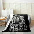 thumbnail image 2 of Cute Lion Cubs Fleece Throw Blanket All Season Wild Lion Tropical Bed Blanket Africa Wild Animal Fuzzy Blanket for Bed Sofa Couch Black Gray White Plush Blanket Black Gray White Throw, 2 of 4