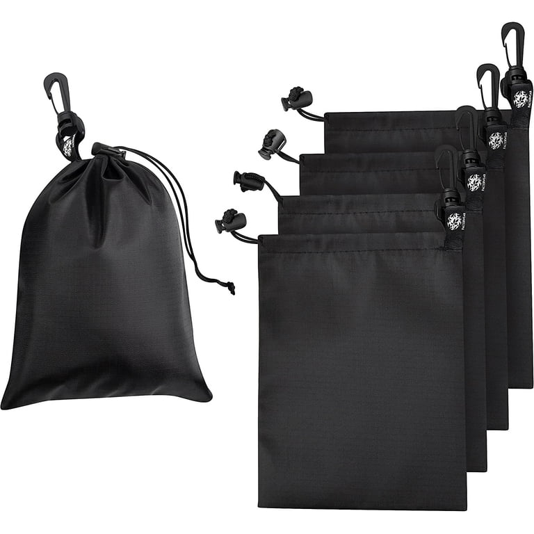 PALTERWEAR Drawstring Bag - Cinch and Ditty Pouch with Clip for Travel,  Wardrobe, Outdoors - Set of 5 (6 x 8 inch, Black) 