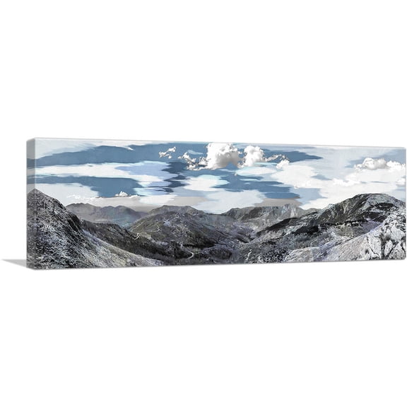 ARTCANVAS Mountain Range in Albania Blue Sky Canvas Art Print - Size: 36" x 12" (0.75" Deep)