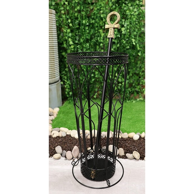 Ebros Black Rod Iron Cathedral Windows Walking Cane Or Umbrella Stand Holder