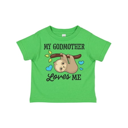 

Inktastic My Godmother Loves Me with Sloth and Hearts Gift Toddler Boy or Toddler Girl T-Shirt